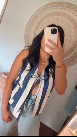 Stripped denim vest